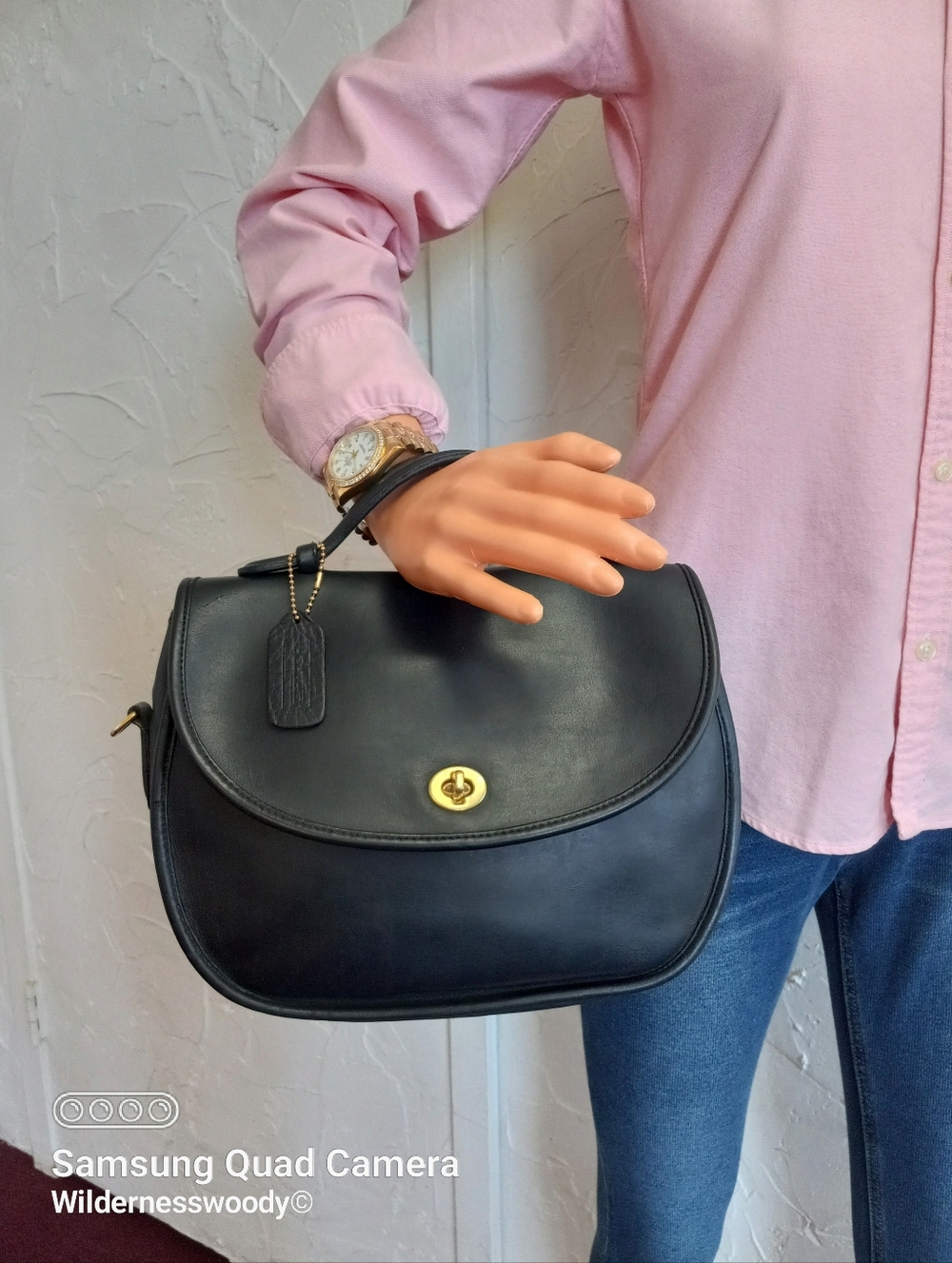 Coach Large Plaza bag/"The Bistro Bag" Navy Blue, Late 1980's-early 1990's